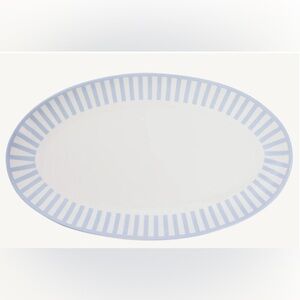 Round House Blue and White Striped Oval Platter